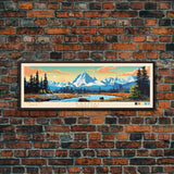 Katmai National Park, Panoramic Alaska Travel Art, National Park Print, Minimalist Travel Art, Midcentury Modern Style Landscape