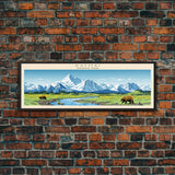 Katmai National Park, Panoramic Alaska Travel Art, National Park Print, Minimalist Travel Art, Midcentury Modern Style Landscape