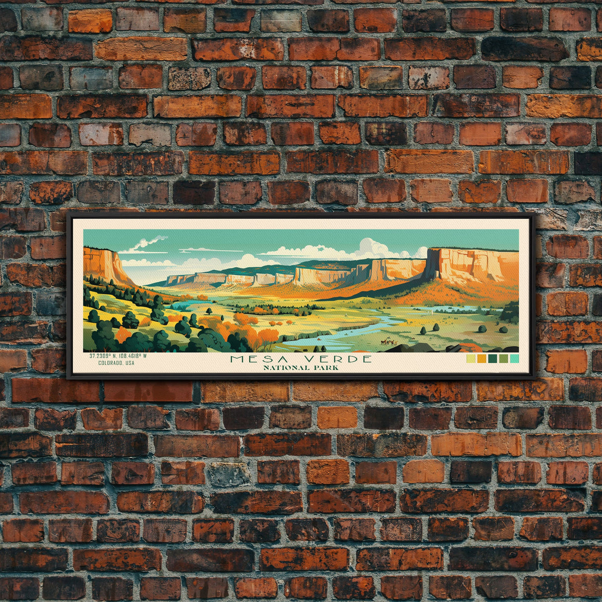 Mesa Verde National Park Panoramic Colorado Travel Art, National Park Print, Minimalist Travel Art, Midcentury Modern Style Landscape