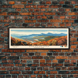 Shenandoah National Park Panoramic Virginia Travel Art, National Park Print, Minimalist Travel Art, Midcentury Modern Style Landscape