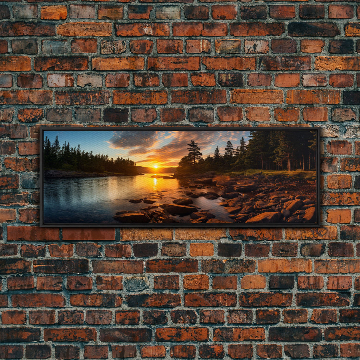 Photographic Panoramic of Acadia National Park, Sunset Photography, National Park Art, Framed Canvas Print, Landscape Photography