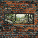 Watercolor Panoramic of Acadia National Park, Sunset Watercolor Painting, National Park Art, Framed Canvas Print, Landscape Painting