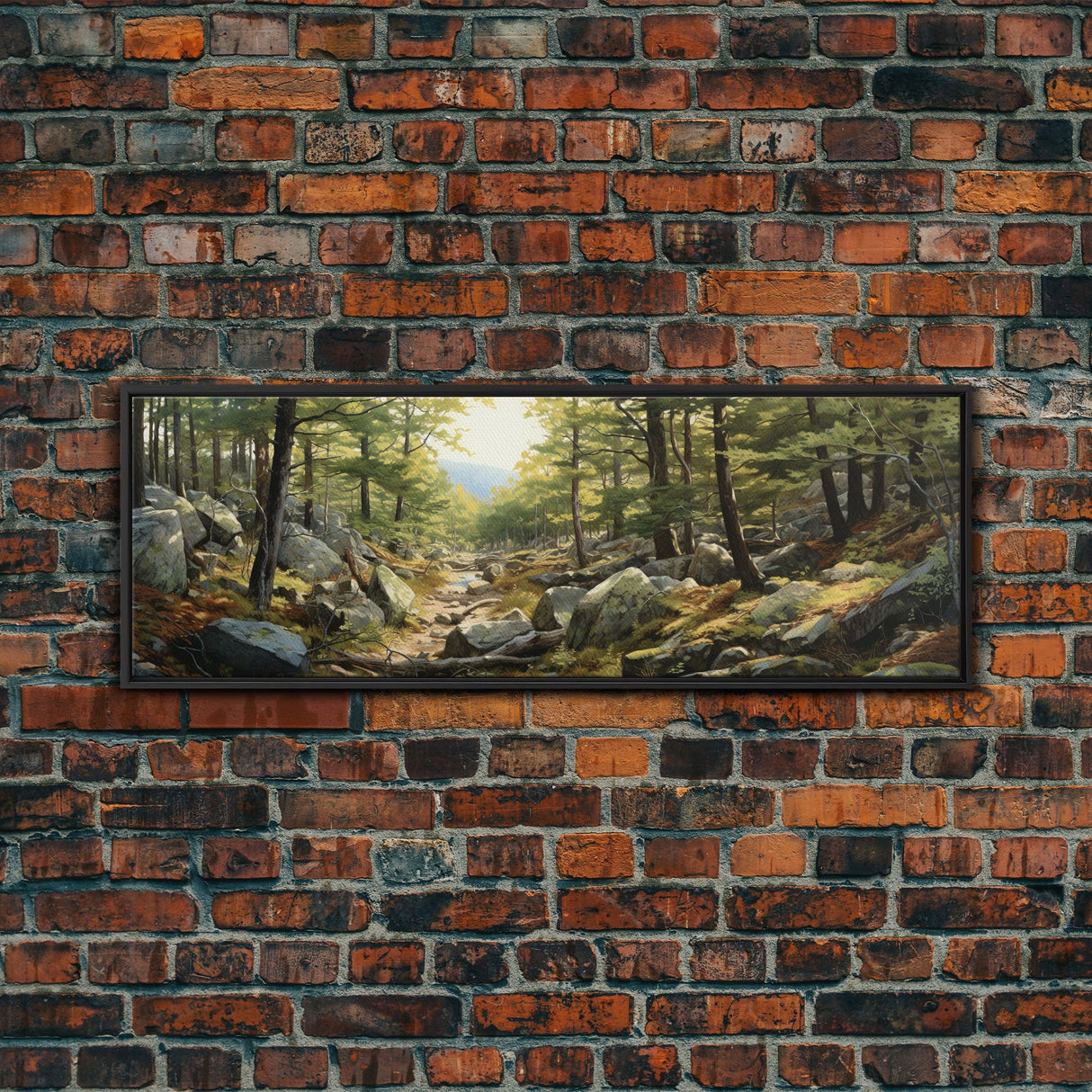 Watercolor Panoramic of Acadia National Park, Sunset Watercolor Painting, National Park Art, Framed Canvas Print, Landscape Painting