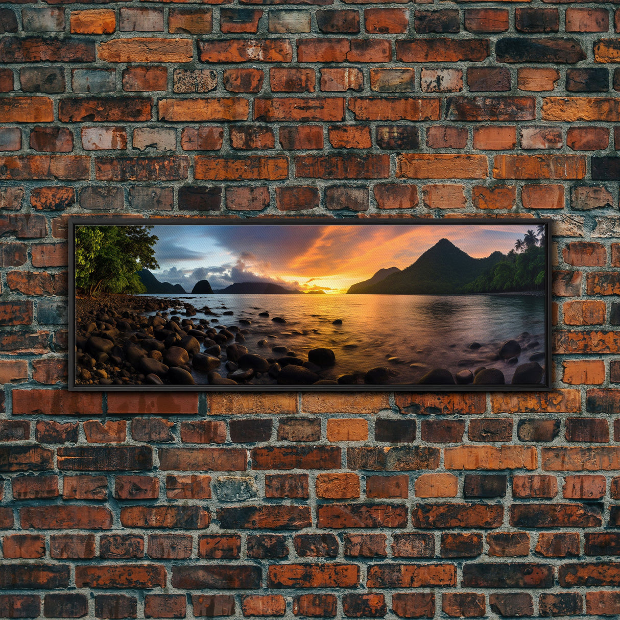 Photographic Panoramic of American Samoa National Park, Sunset Photography, National Park Art, Framed Canvas Print, Landscape Photography