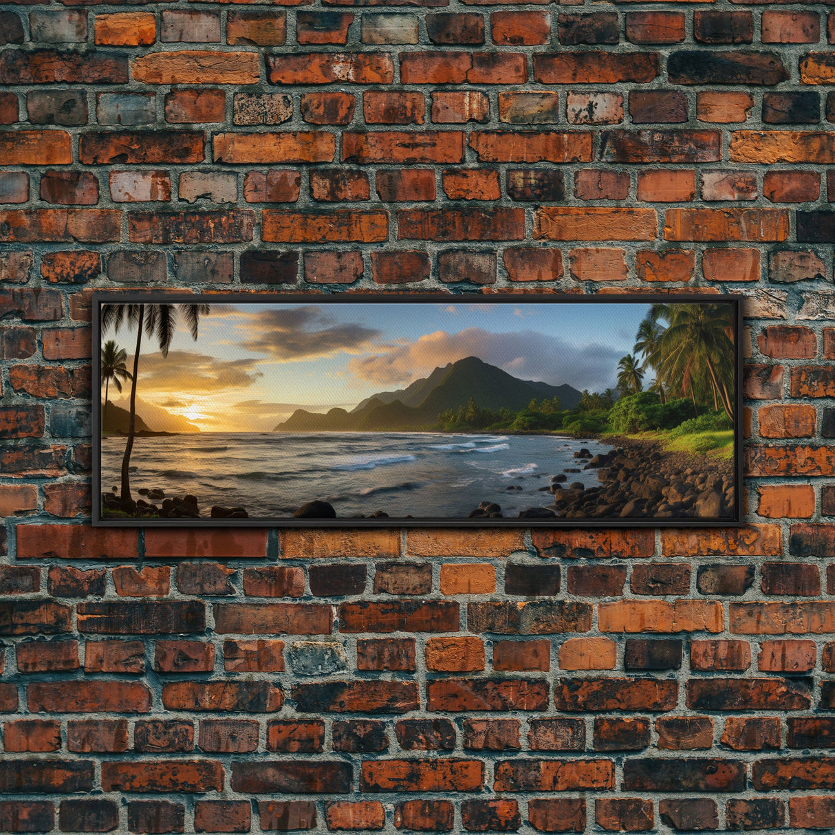 Photographic Panoramic of American Samoa National Park, Sunset Photography, National Park Art, Framed Canvas Print, Landscape Photography