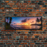 Photographic Panoramic of American Samoa National Park, Sunset Photography, National Park Art, Framed Canvas Print, Landscape Photography