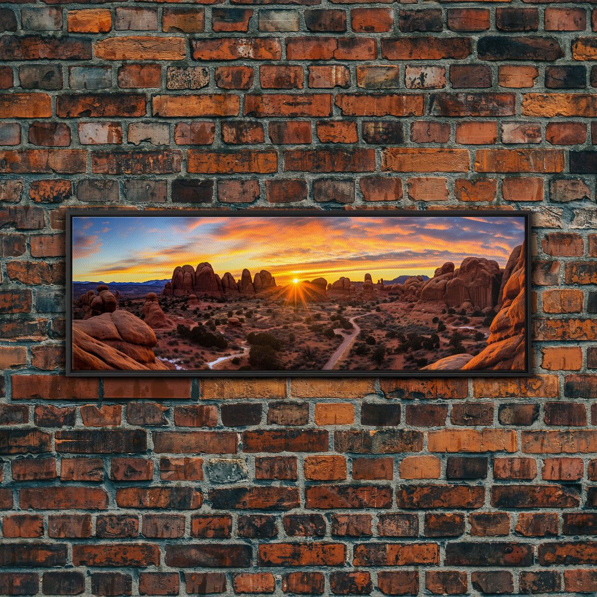 Photographic Panoramic of Arches National Park, Sunset Photography, National Park Art, Framed Canvas Print, Landscape Photography