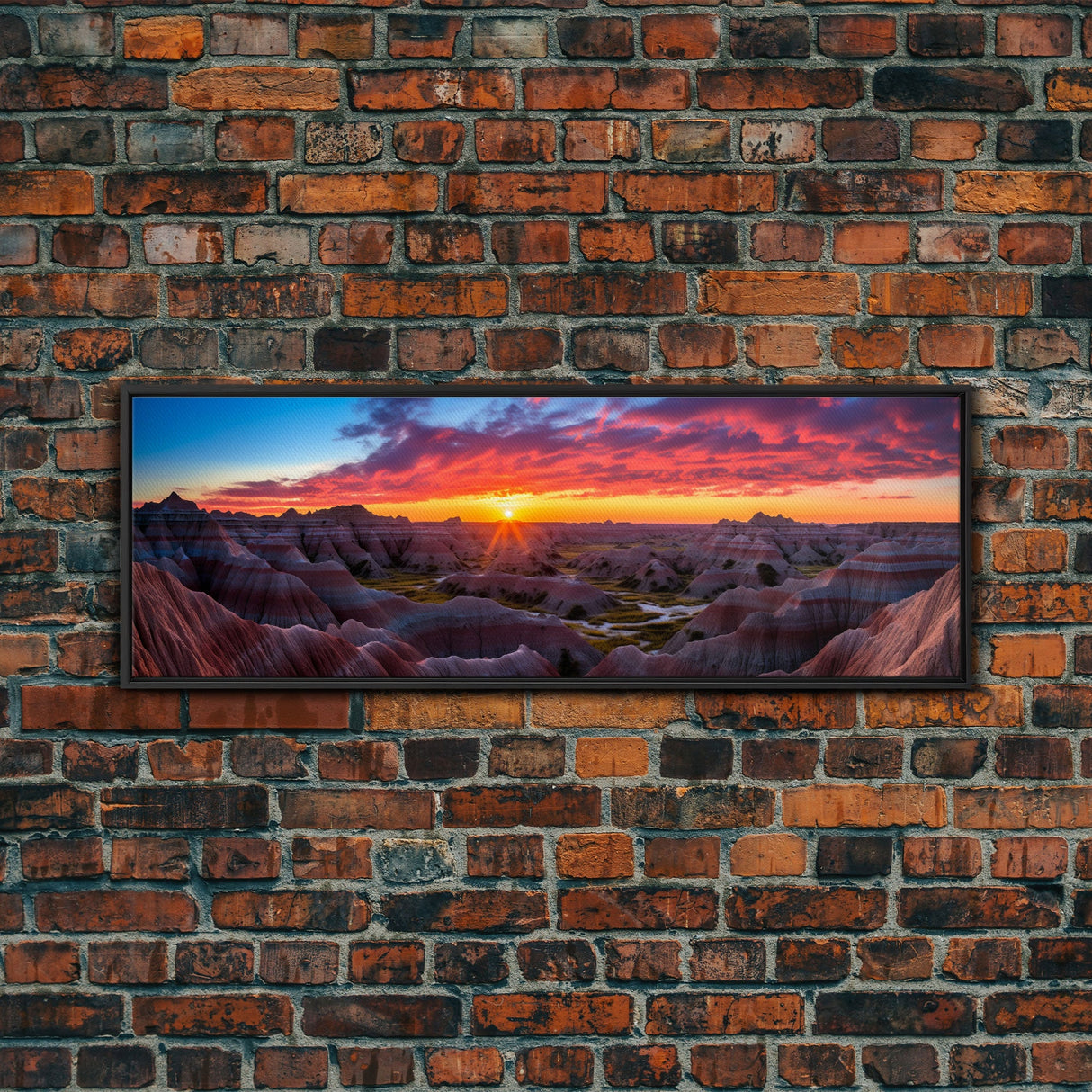 Photographic Panoramic of Badlands National Park, Sunset Photography, National Park Art, Framed Canvas Print, Landscape Photography