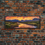 Photographic Panoramic of Big Bend Texas National Park, Sunset Photography, National Park Art, Framed Canvas Print, Landscape Photography