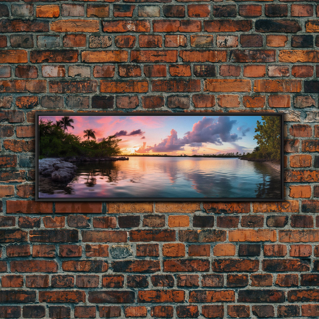 Photographic Panoramic of Biscayne Florida National Park, Sunset Photography, National Park Art, Framed Canvas Print, Landscape Photography