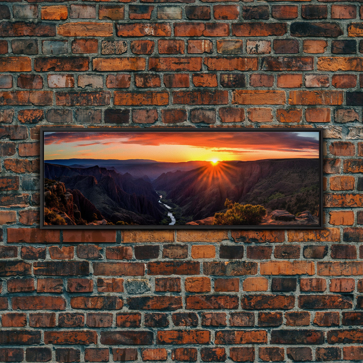 Photographic Panoramic of Black Canyon Of The Gunnison National Park, Sunset Photography, Framed Canvas Print, Landscape Photography