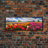 Panoramic Print of Tulip Fields of Skagit Valley Extra Large Wall Art, Panoramic Wall Art, Panoramic Landscape Print, Landscape Photography