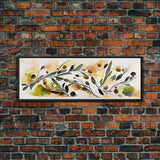 Apple Tree Leaves Wall Art, Ready To Hang Canvas Print, Panoramic Art, Floral Arrangement Wall Decor, Above Bed, Above Couch, Above Sofa