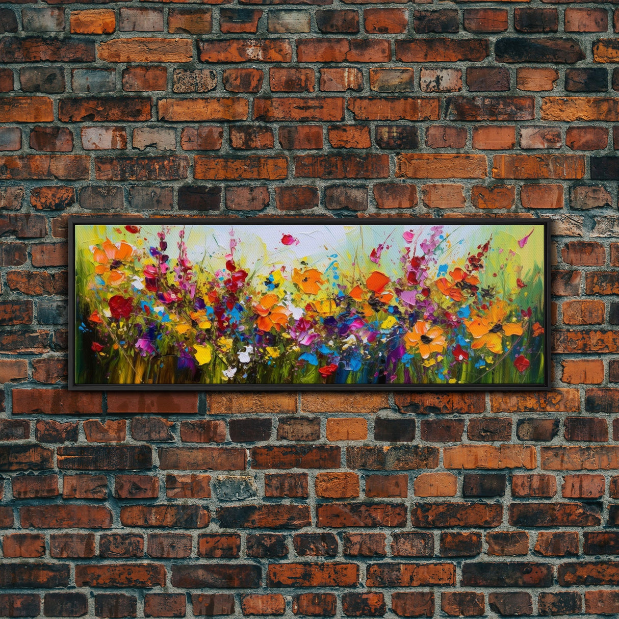 Panoramic Wildflowers Canvas Print, Beautiful Ultra-Wide Wall Art, Original Flower Painting, Floral Art, Botantical Wall Art, Oil Painting