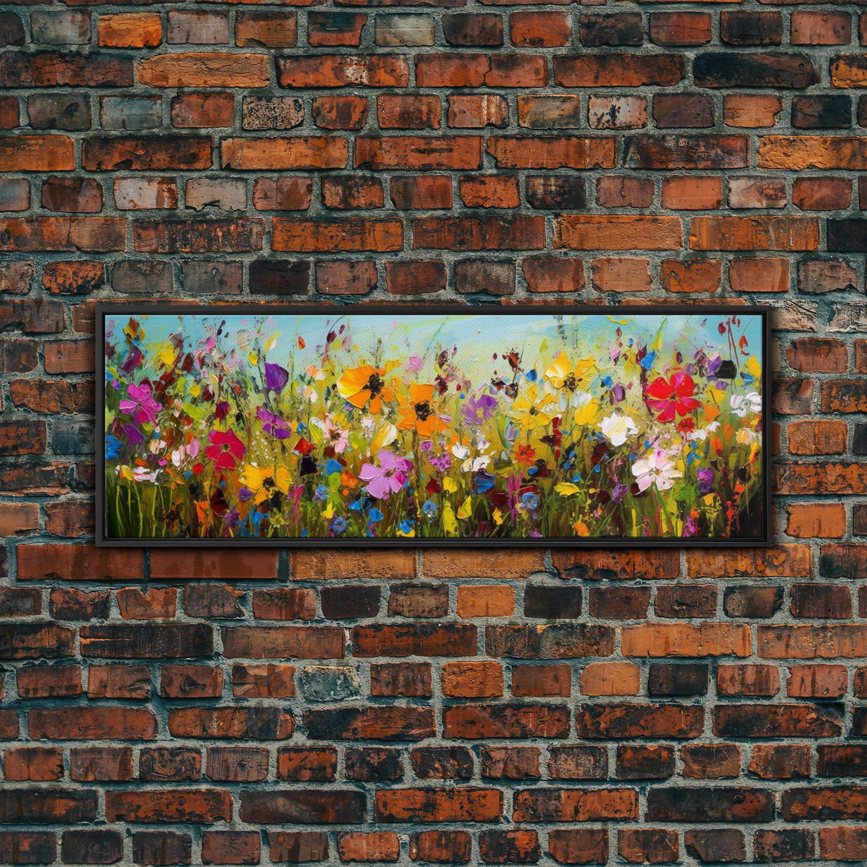 Panoramic Wildflowers Canvas Print, Beautiful Ultra-Wide Wall Art, Original Flower Painting, Floral Art, Botantical Wall Art, Oil Painting