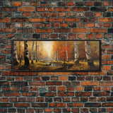 The Birch Trees, Autumn Forest, Autumn Centerpiece, Fall Decor, Fall Centerpiece Wall Art, Center Piece Art, Panoramic Wall Art