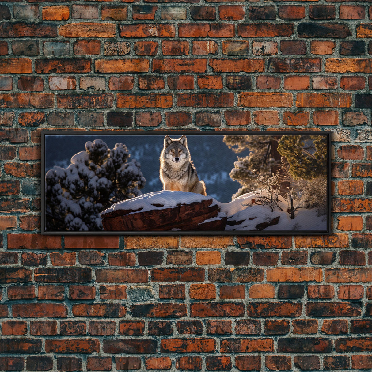 Panoramic Photo Print Of a Timber Wolf, Framed Canvas Print, Photography Print, Lakehouse Wall Art, Rustic Decor, Farmhouse Decor