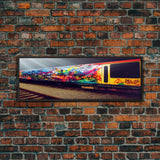 Train Box Car Graffiti Art, Extra Large Wall Art, Framed Panoramic Canvas Print, Framed Wall Decor