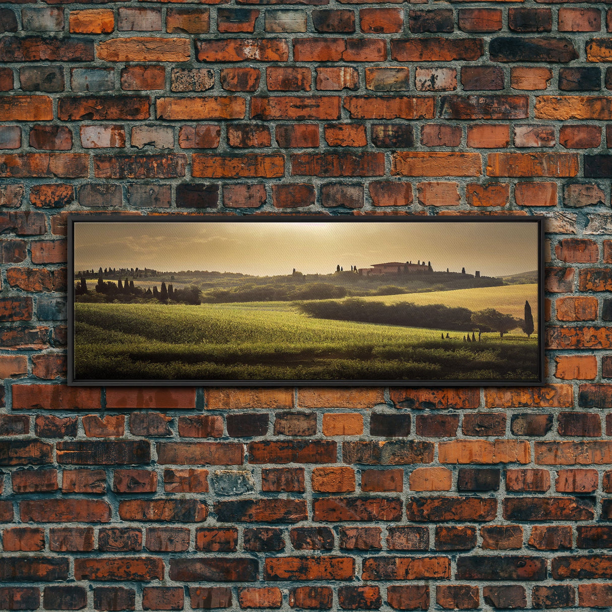 Italian Countryside at Sunset, Extra Large Wall Art, Framed Panoramic Canvas Print, Framed Wall Decor