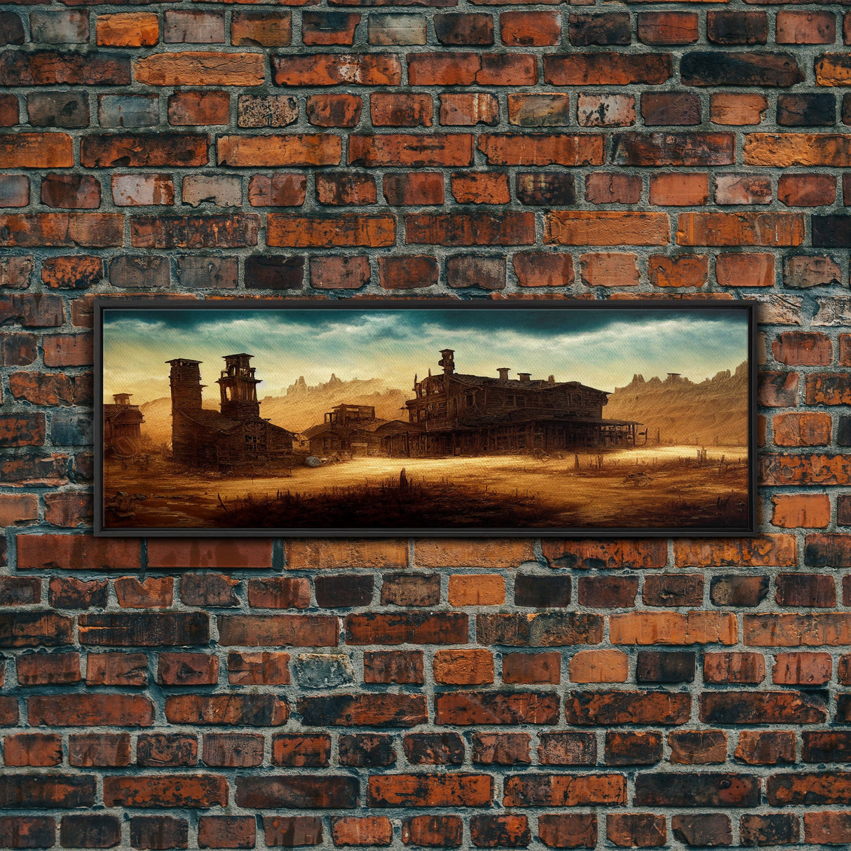 Abandoned Wild West Mining Town, Extra Large Wall Art, Framed Panoramic Canvas Print, Framed Wall Art