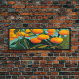 Florida Orange Trees, Abstract Art, Extra Large Wall Art, Framed Panoramic Canvas Print, Framed Wall Decor