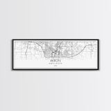 Panoramic Akron City Map, Ohio Art, Map Print, Minimalist Wall Art, Canvas Art, Housewarming Gift, Street Map Art, Closing Gift