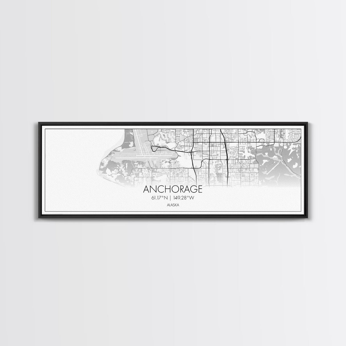 Panoramic Anchorage City Map, Alaska Art, Map Print, Minimalist Wall Art, Canvas Art, Housewarming Gift, Street Map Art, Closing Gift