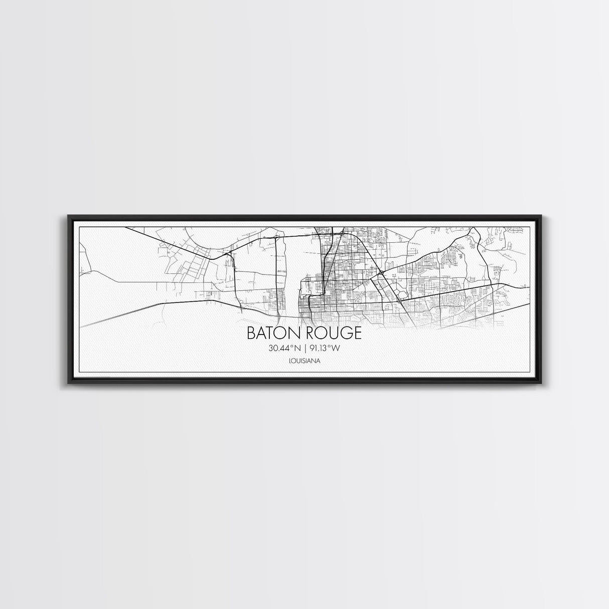 Panoramic Baton Rouge City Map, Louisiana Art, Map Print, Minimalist Wall Art, Canvas Art, Housewarming Gift, Street Map Art, Closing Gift