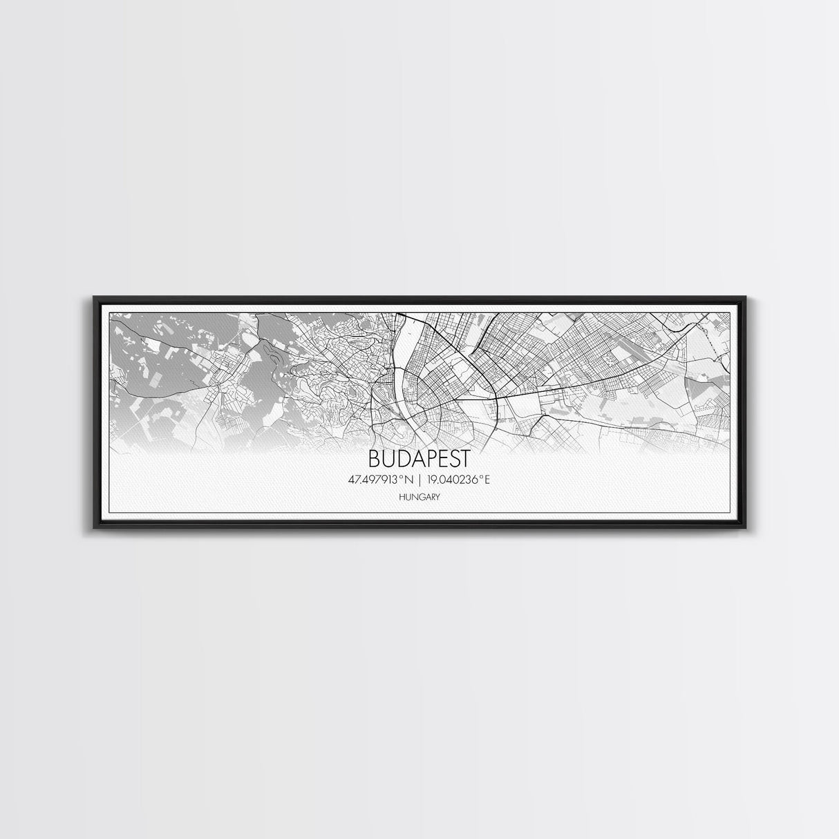 Panoramic Budapest  City Map, Hungary Art, Map Print, Minimalist Wall Art, Canvas Art, Housewarming Gift, Street Map Art, Closing Gift