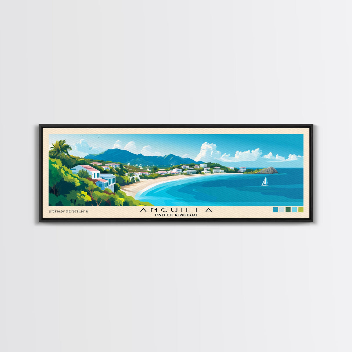 Anguilla, United Kingdom Panoramic Print, Vacation Gift, United Kingdom Wall Art, Vacation Wall Art, Vacatation Memories, Beach Decor, Beach Or Lakehouse Art