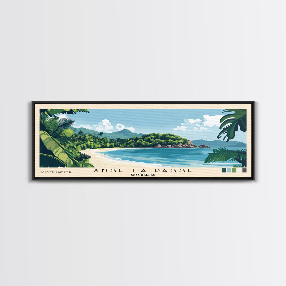 Anse La Passe, Seychelles Panoramic Print, Vacation Gift, Seychelles Wall Art, Beach Painting, Beach Decor, Beach Or Lakehouse Art