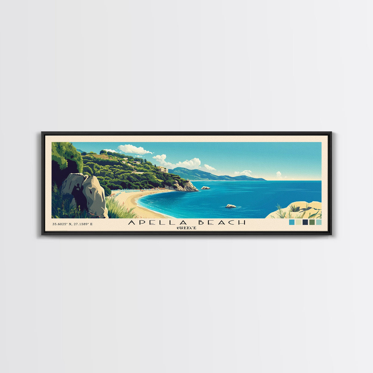 Apella Beach, Greece Panoramic Print, Vacation Gift, Greece Wall Art, Vacation Wall Art, Vacatation Memories, Beach Decor, Beach Or Lakehouse Art