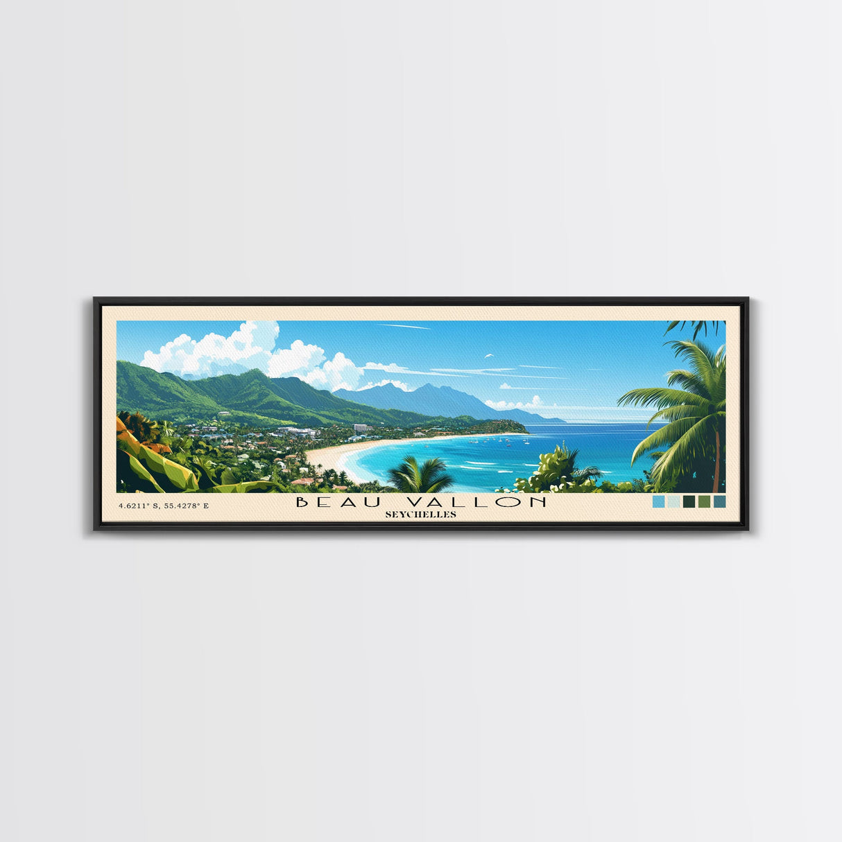 Beau Vallon, Seychelles Panoramic Print, Vacation Gift, Seychelles Wall Art, Vacation Wall Art, Vacatation Memories, Beach Decor, Beach Or Lakehouse Art