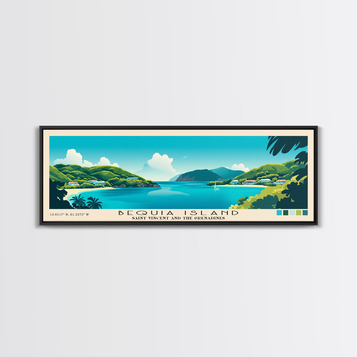 Bequia Island, Saint Vincent and the Grenadines Panoramic Print, Vacation Gift, Saint Vincent and the Grenadines Wall Art, Vacation Wall Art, Vacatation Memories, Beach Decor, Beach Or Lakehouse Art