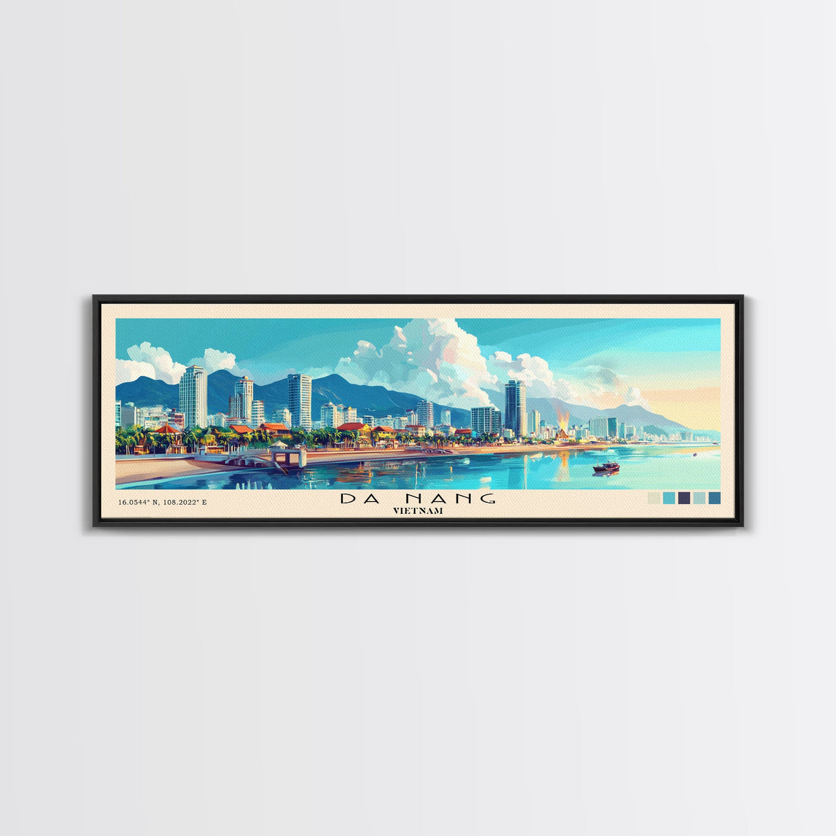 Da Nang, Vietnam Panoramic Beach Print, Vacation Gift, Vietnam Wall Art, Framed Canvas Print, Framed Beach Painting