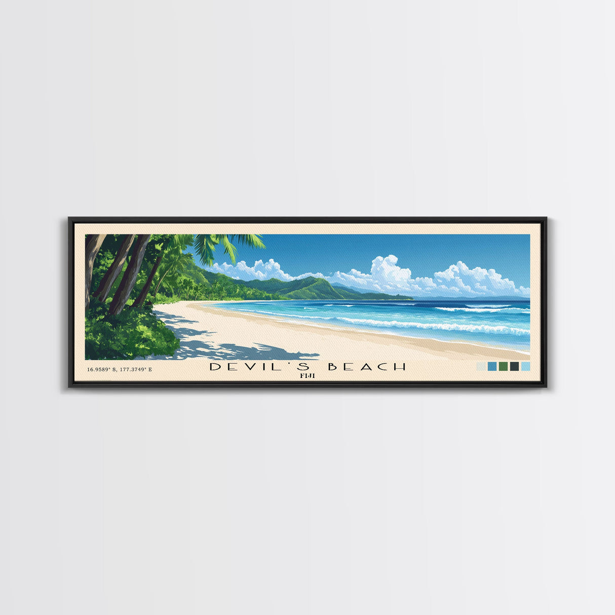 Devil’s Beach, Fiji Panoramic Print, Vacation Gift, Fiji Wall Art, Beach Painting, Beach Decor, Beach Or Lakehouse Art