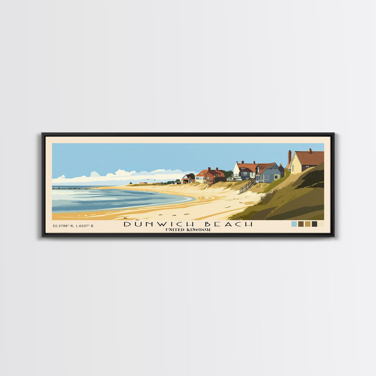 Dunwich Beach, United Kingdom Panoramic Print, Vacation Gift, United Kingdom Wall Art, Beach Painting, Beach Decor, Large Wall Art, Wood Frame Art