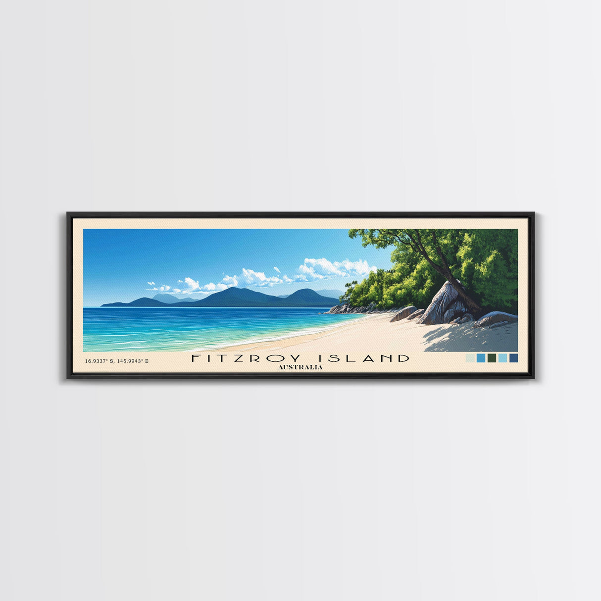 Fitzroy Island, Australia Panoramic Print, Vacation Gift, Australia Wall Art, Beach Painting, Beach Decor, Beach Or Lakehouse Art