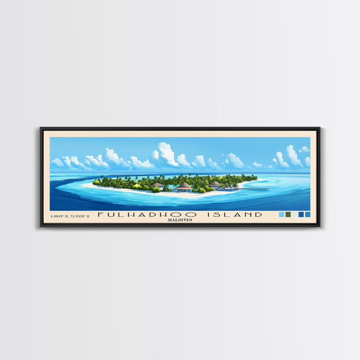 Fulhadhoo Island, Maldives Panoramic Print, Vacation Gift, Maldives Wall Art, Beach Painting, Beach Decor, Beach Or Lakehouse Art