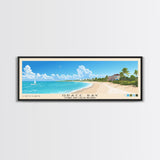 Grace Bay, Turks and Caicos Islands Panoramic Beach Print, Vacation Gift, Turks and Caicos Islands Wall Art, Framed Canvas Print, Framed Beach Painting