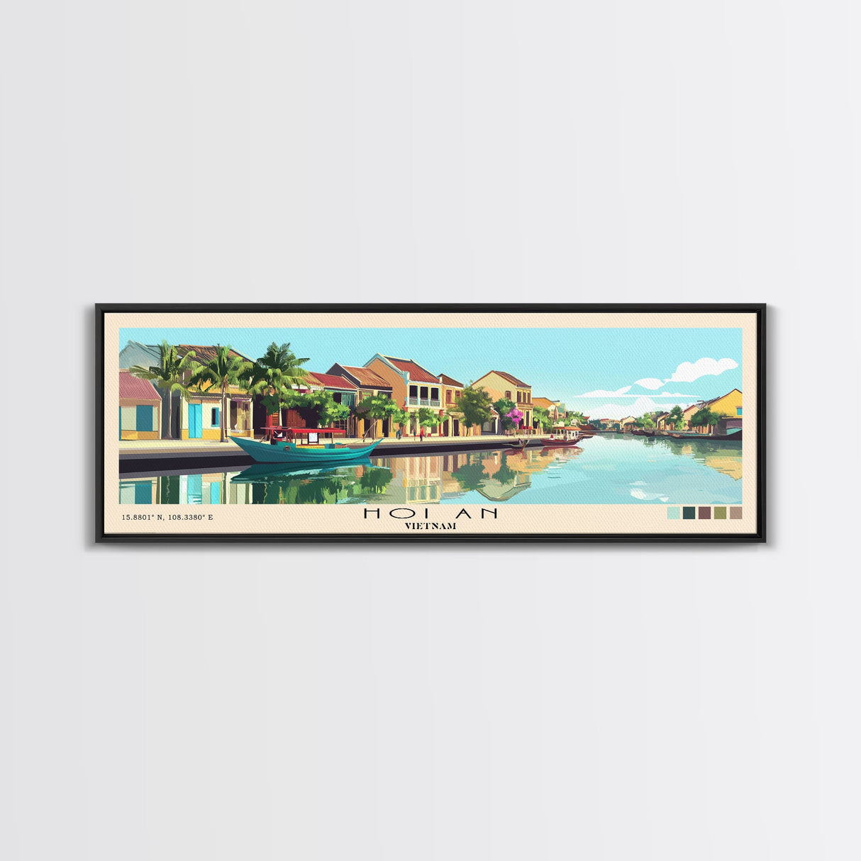 Hoi An, Vietnam Panoramic Beach Print, Vacation Gift, Vietnam Wall Art, Framed Canvas Print, Framed Beach Painting