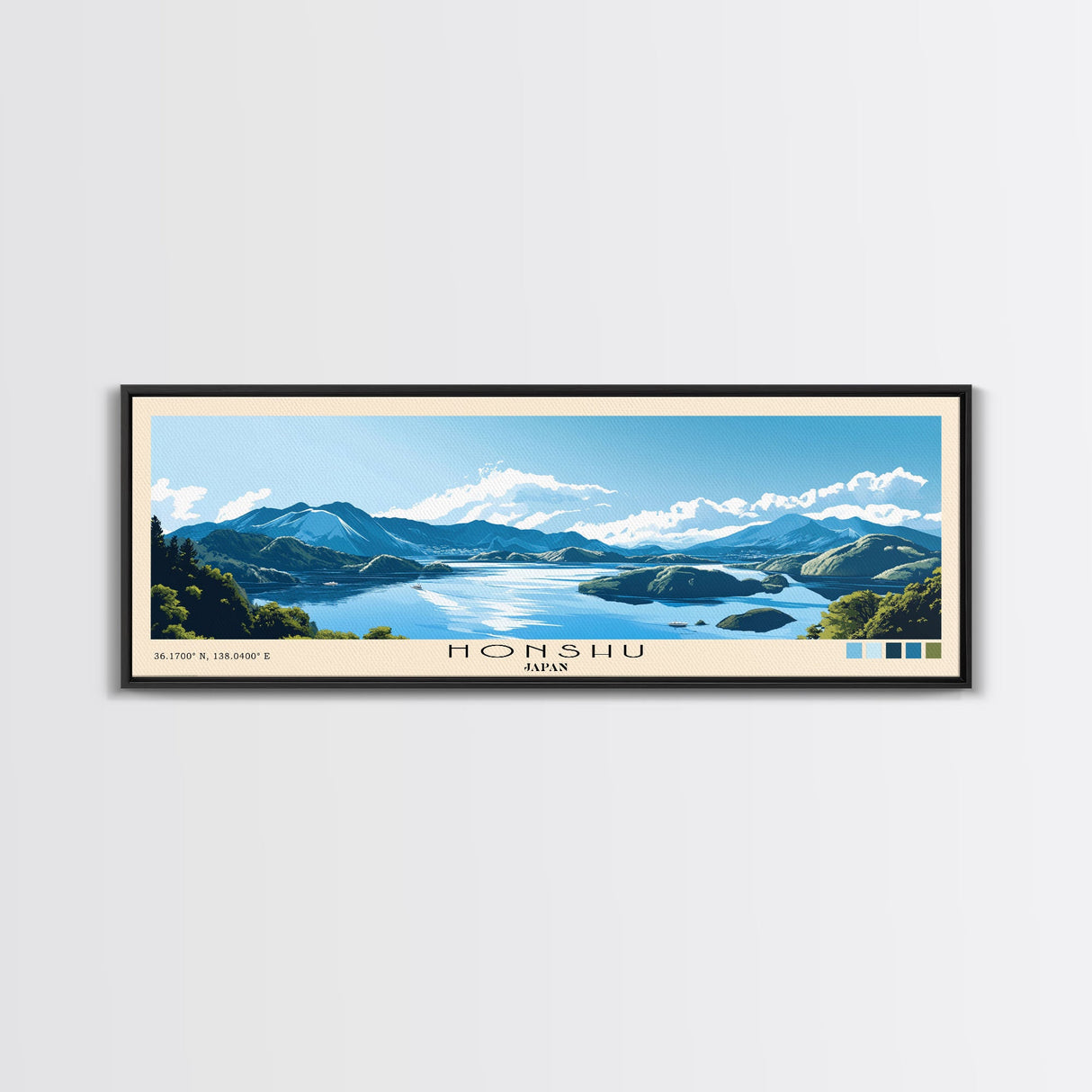 Honshu, Japan Panoramic Beach Print, Vacation Gift, Japan Wall Art, Beach Painting, Beach Decor, Beach Painting