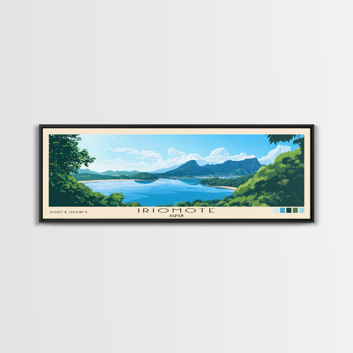 Iriomote, Japan Panoramic Beach Print, Vacation Gift, Japan Wall Art, Framed Canvas Print, Framed Beach Painting