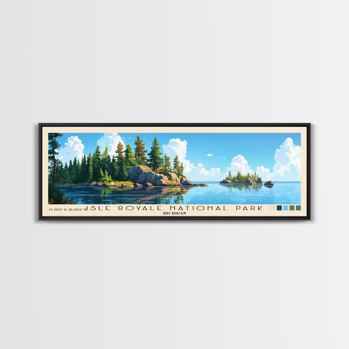 Isle Royale National Park, Michigan Panoramic Beach Print, Vacation Gift, Michigan Wall Art, Beach Painting, Beach Decor, Beach Painting