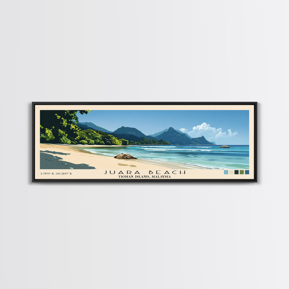 Juara Beach, Tioman Island, Malaysia Panoramic Beach Print, Vacation Gift, Tioman Island, Malaysia Wall Art, Beach Painting, Beach Decor, Beach Painting