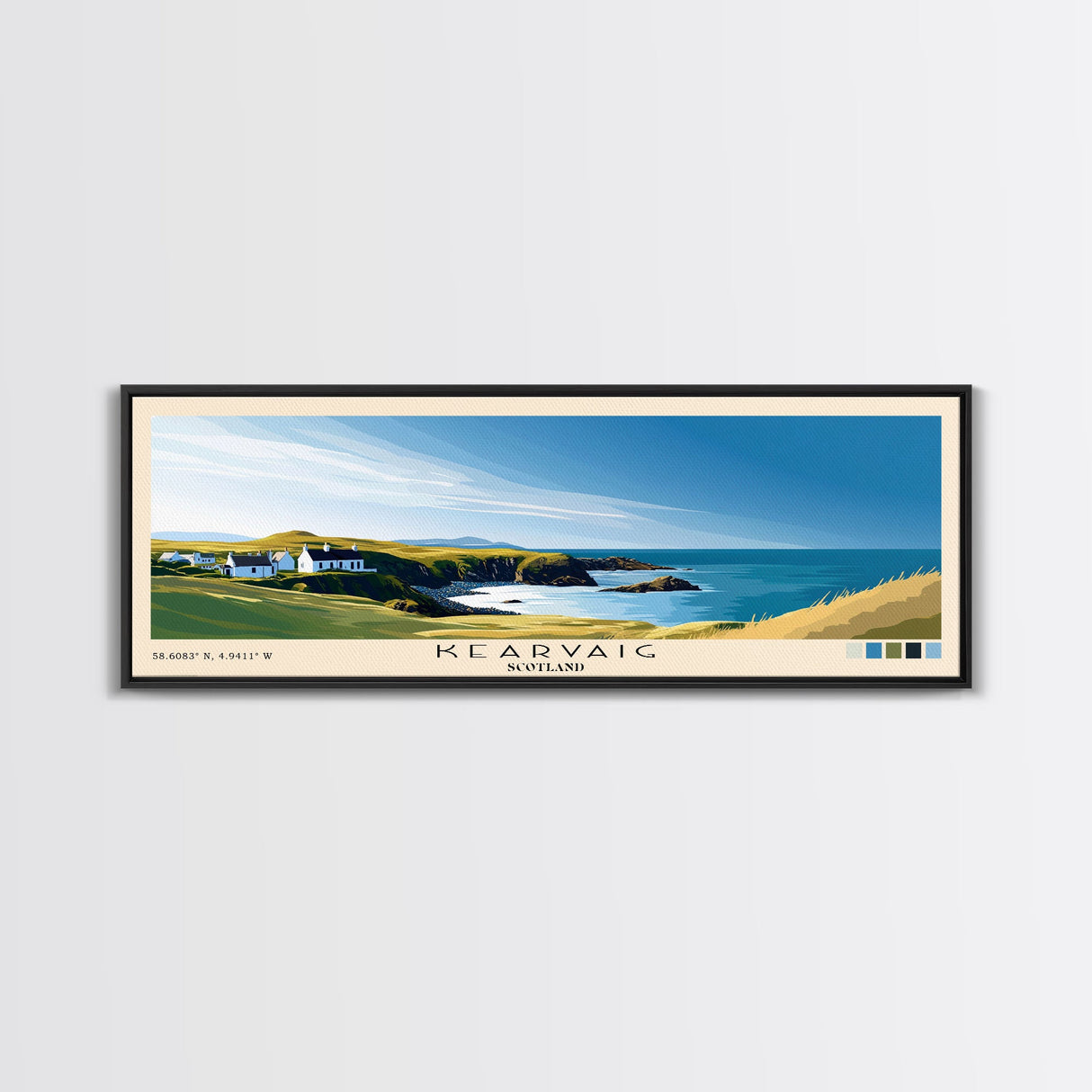 Kearvaig, Scotland Panoramic Beach Print, Vacation Gift, Scotland Wall Art, Beach Painting, Beach Decor, Beach Painting