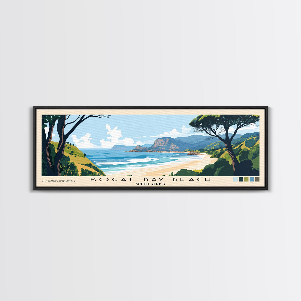 Kogal Bay Beach, South Africa Panoramic Beach Print, Vacation Gift, South Africa Wall Art, Beach Painting, Beach Decor, Beach Painting