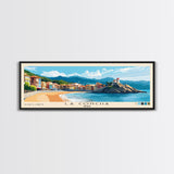 La Concha, Spain Panoramic Beach Print, Vacation Gift, Spain Wall Art, Beach Painting, Beach Decor, Beach Painting