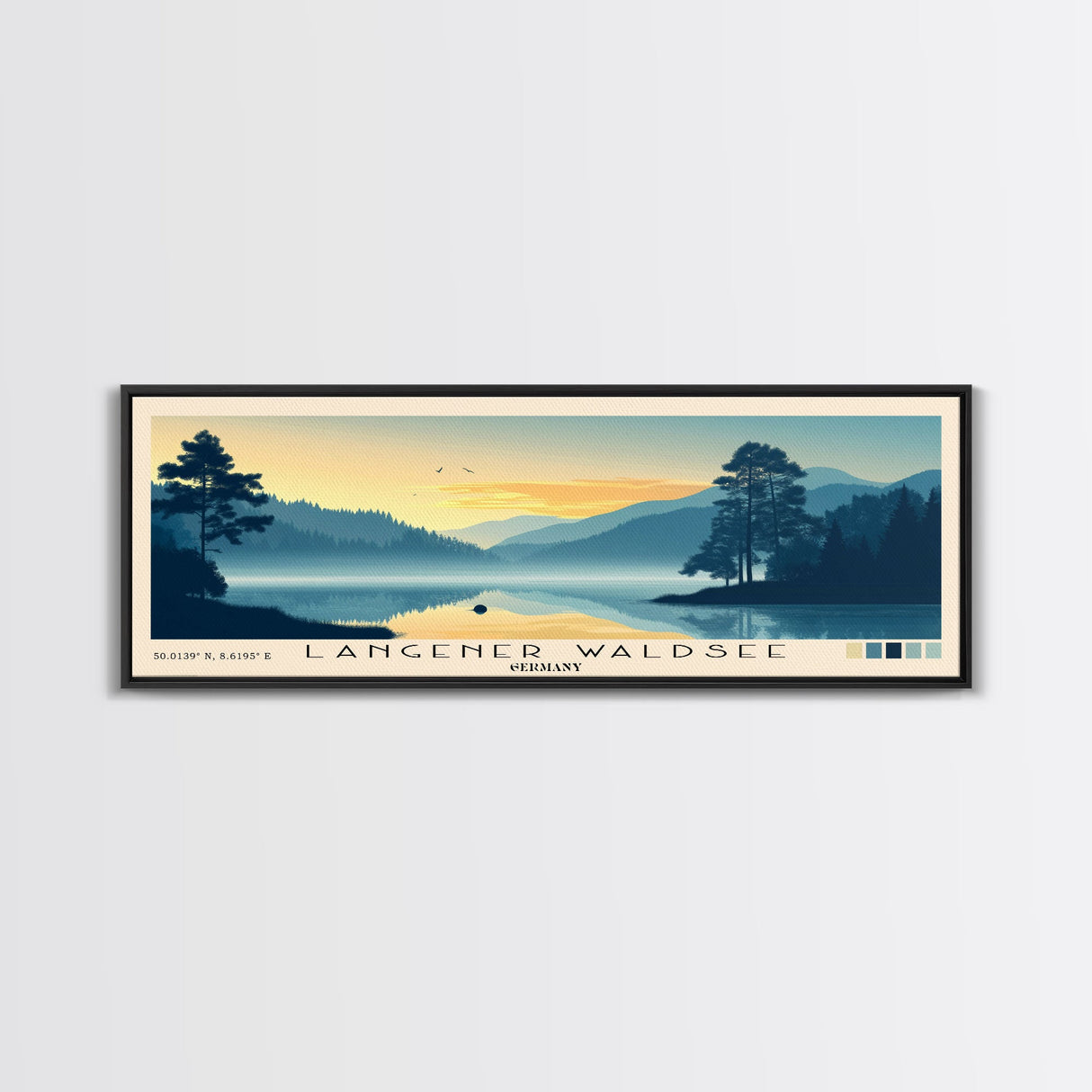 Langener Waldsee, Germany Panoramic Print, Vacation Gift, Germany Wall Art, Beach Painting, Beach Decor, Large Wall Art, Wood Frame Art