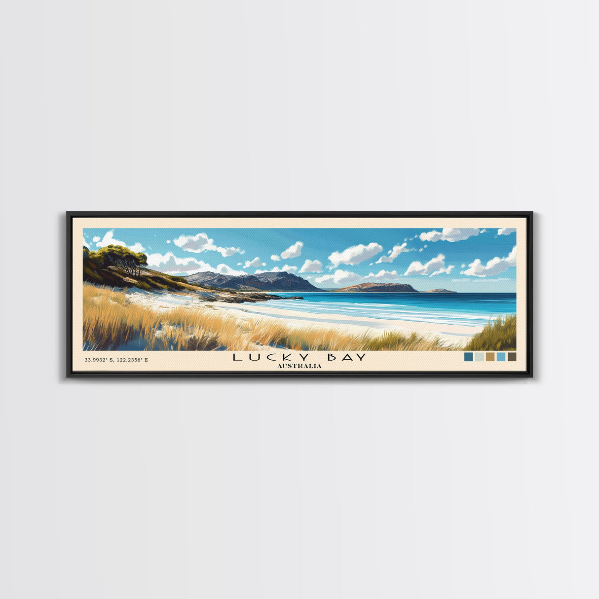 Lucky Bay, Australia Panoramic Print, Vacation Gift, Australia Wall Art, Beach Painting, Beach Decor, Beach Or Lakehouse Art